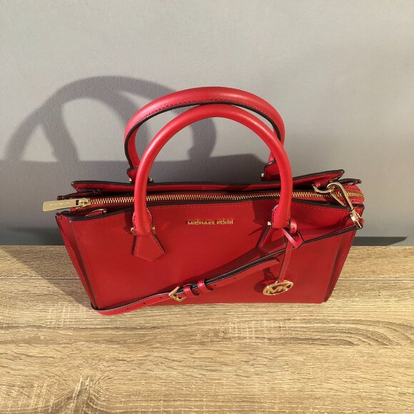 Michael Kors Hope LG Center Zip Flame Satchel Crossbody Shoulder Bag MSRP $468 - Picture 2 of 16